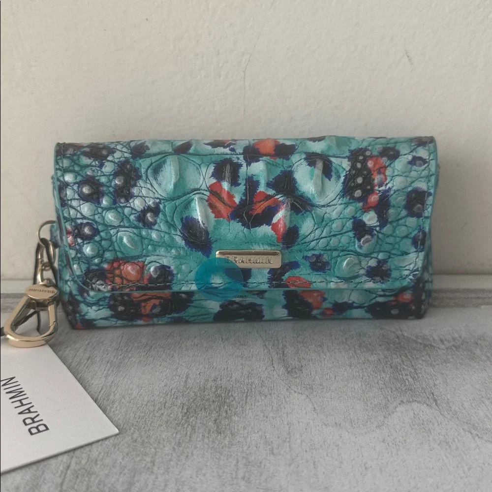 Brahmin Elora Frisky Blue Melbourne Leather Croc-Embossed EyeGlass Case Holder